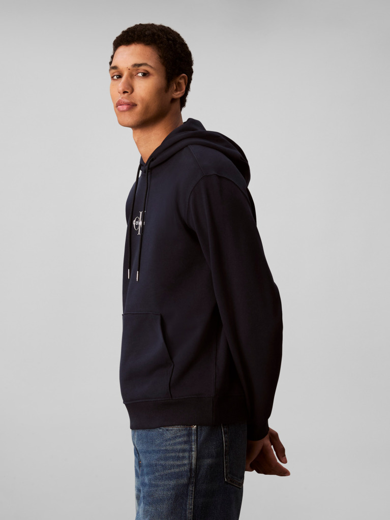 Blue Relaxed Monogram Hoodie  Men