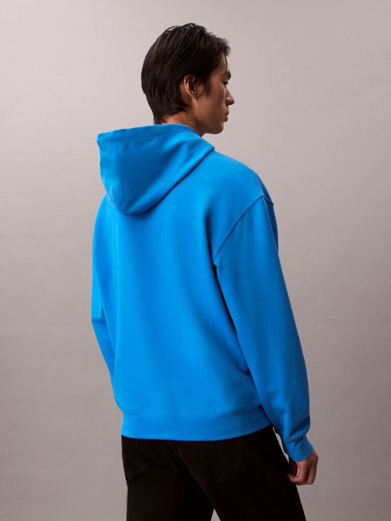 Blue Relaxed Monogram Hoodie  Men