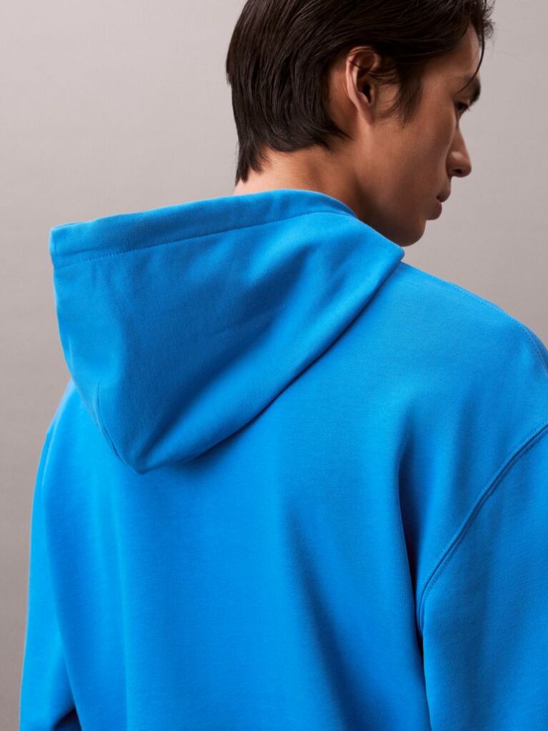 Blue Relaxed Monogram Hoodie  Men