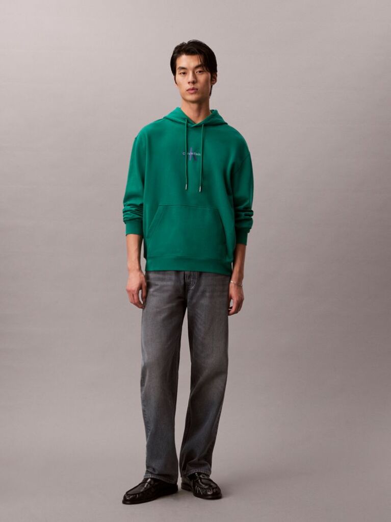Green Relaxed Monogram Hoodie  Men