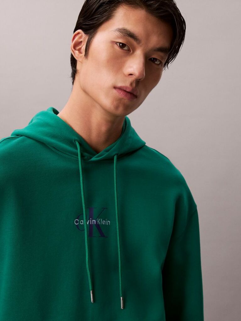 Green Relaxed Monogram Hoodie  Men