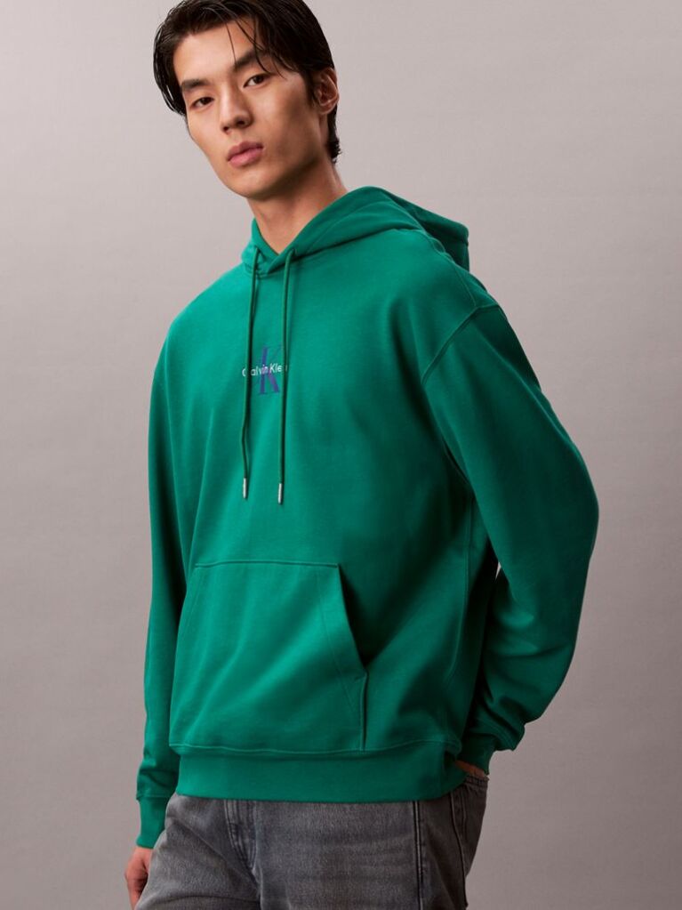 Green Relaxed Monogram Hoodie  Men