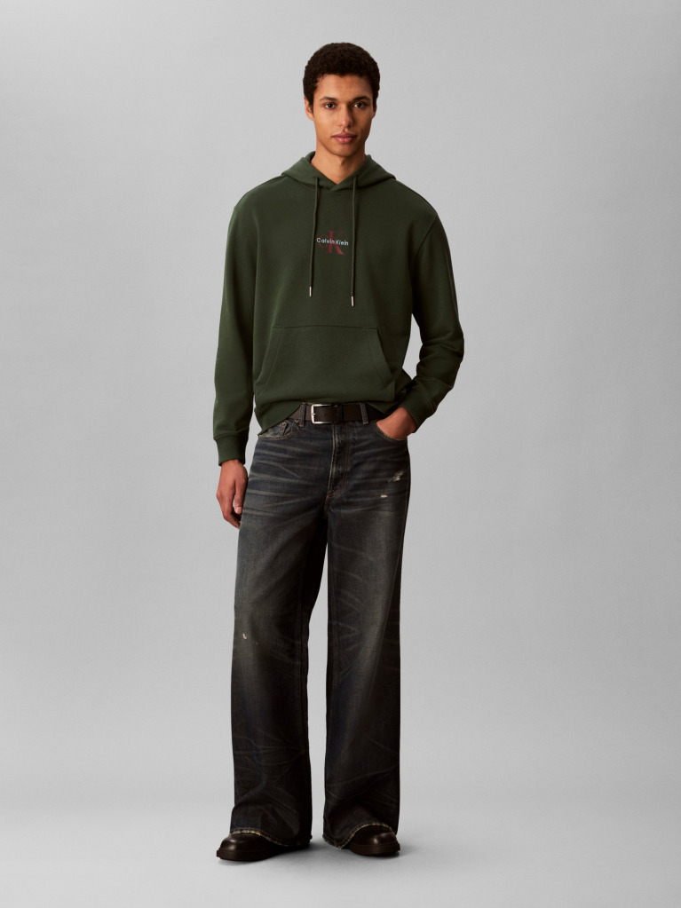 Green Relaxed Monogram Hoodie  Men