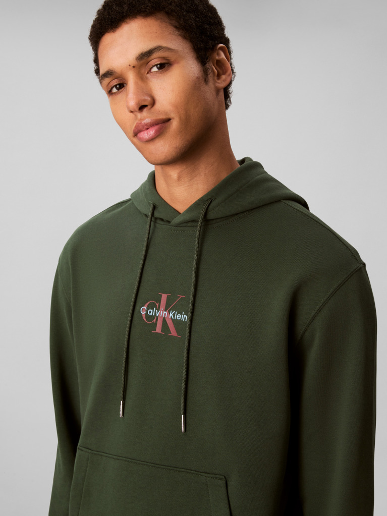 Green Relaxed Monogram Hoodie  Men