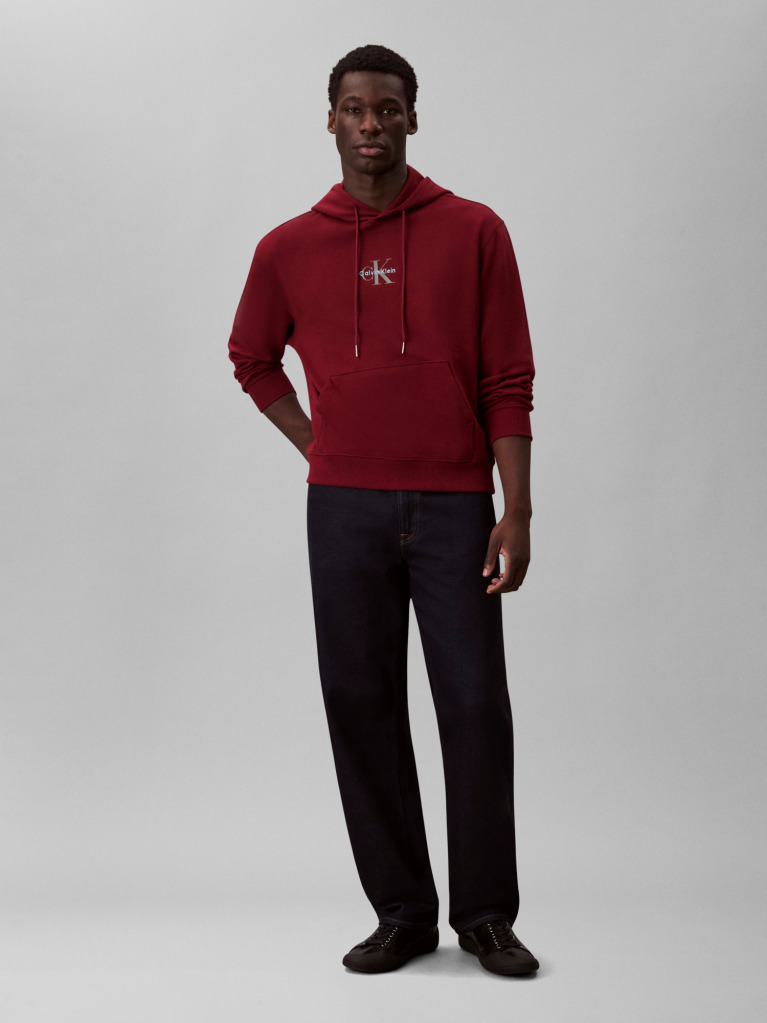 Red Relaxed Monogram Hoodie  Men