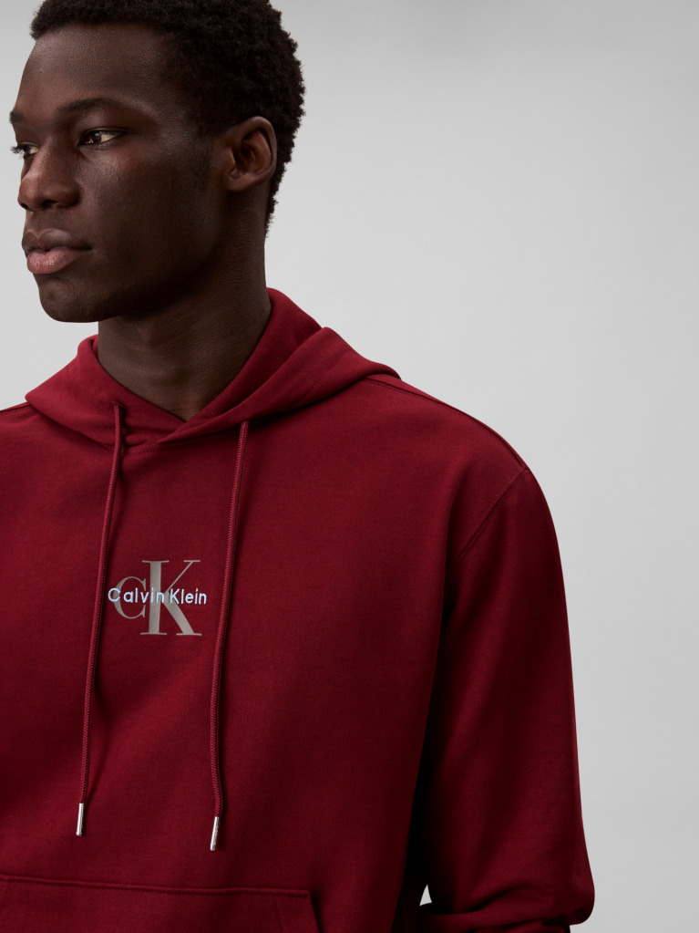 Red Relaxed Monogram Hoodie  Men