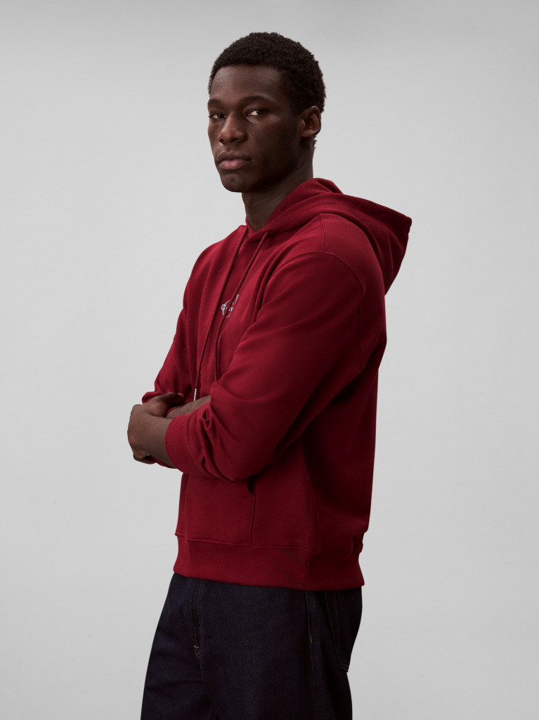 Red Relaxed Monogram Hoodie  Men