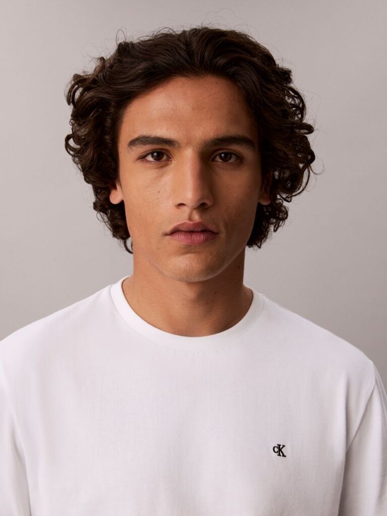White Short-Sleeve Classic Monogram Tee  Men
