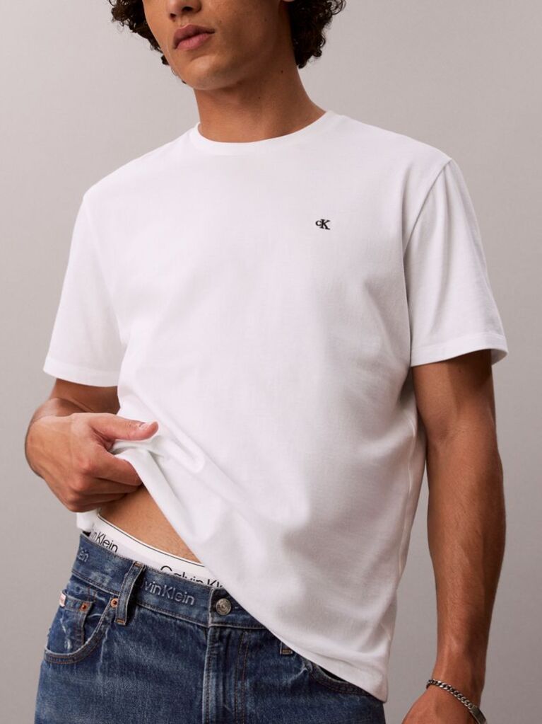 White Short-Sleeve Classic Monogram Tee  Men