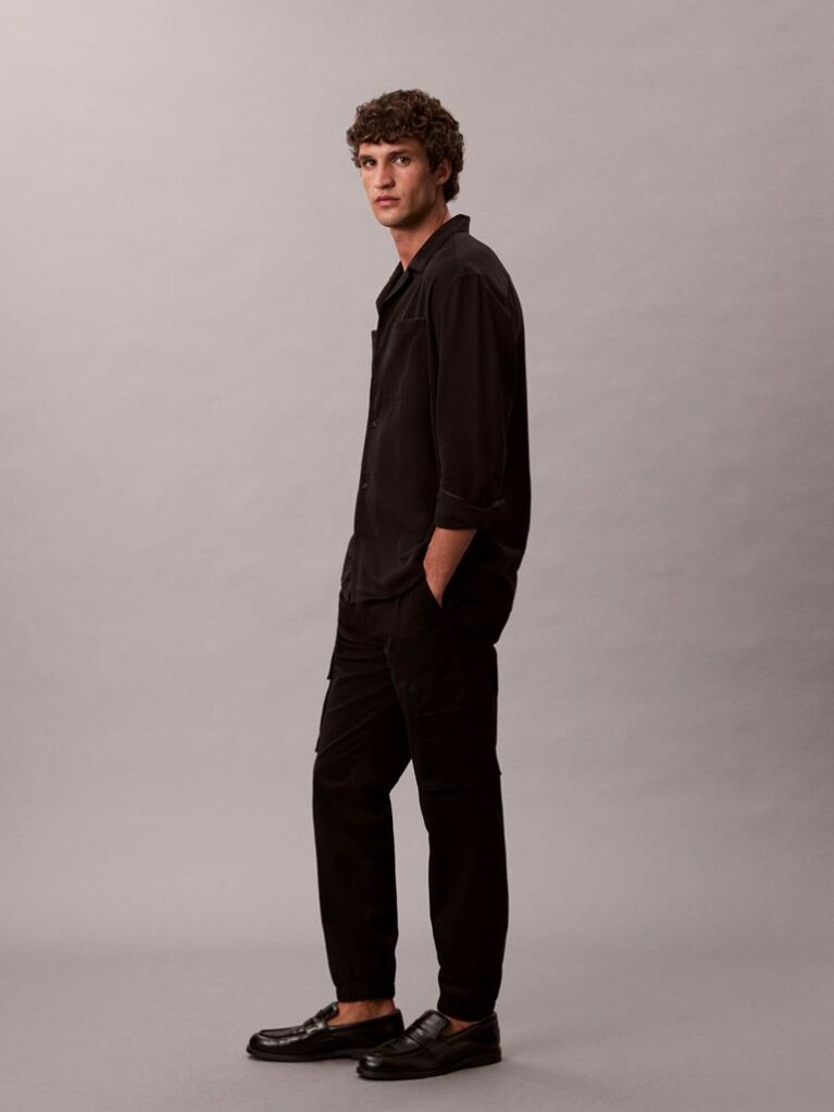 Black Skinny Twill Cargo Pants  Men