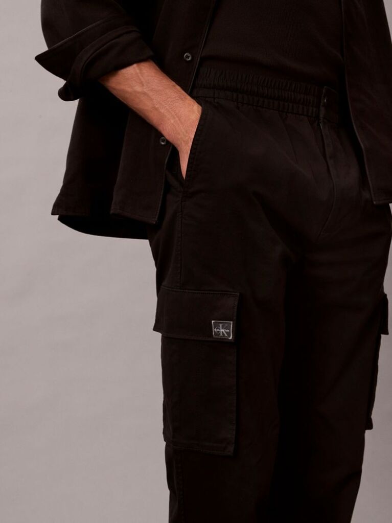 Black Skinny Twill Cargo Pants  Men
