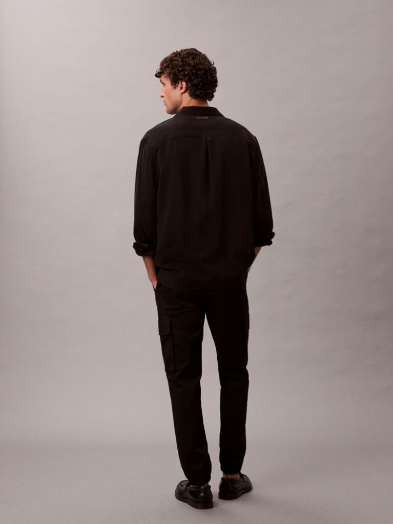 Black Skinny Twill Cargo Pants  Men