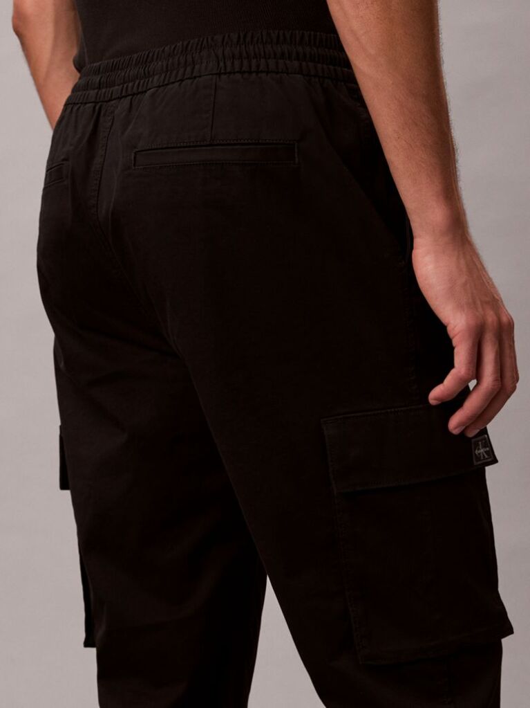 Black Skinny Twill Cargo Pants  Men