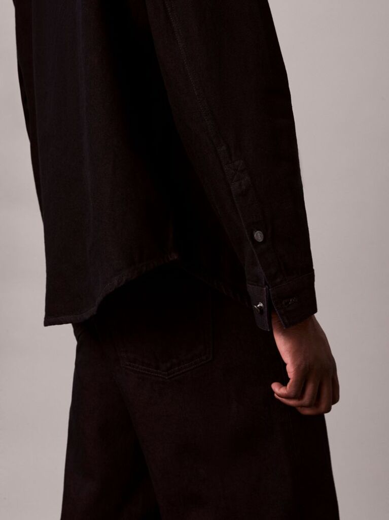 Black 90's Denim Shirt Jacket  Men