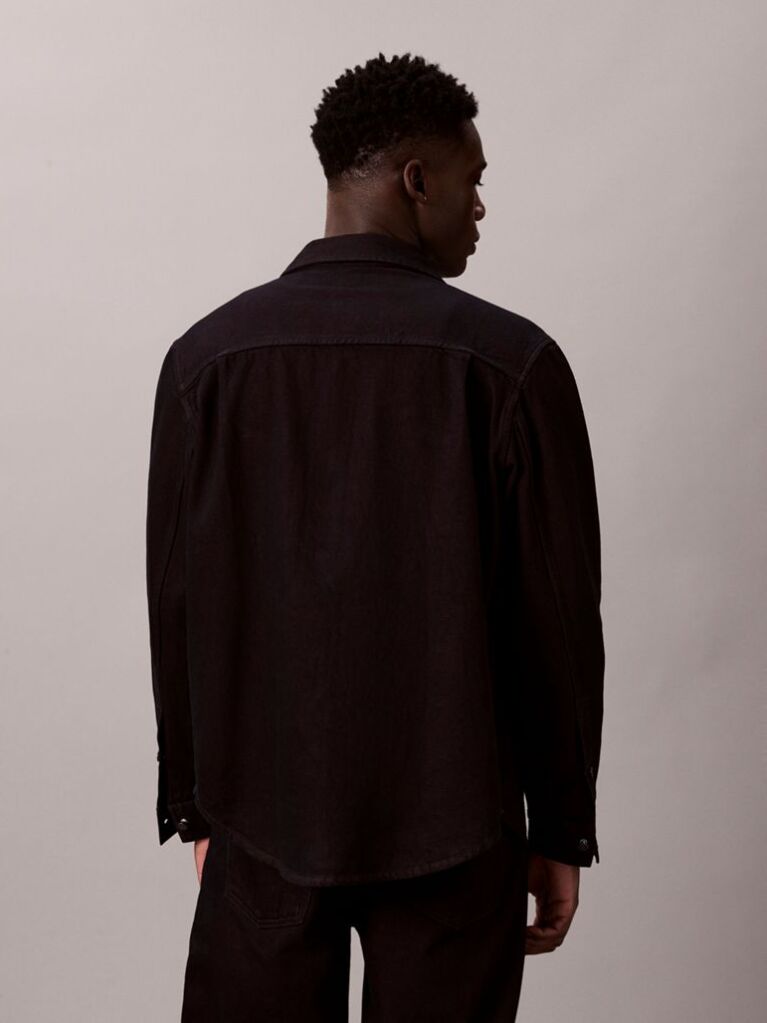 Black 90's Denim Shirt Jacket  Men