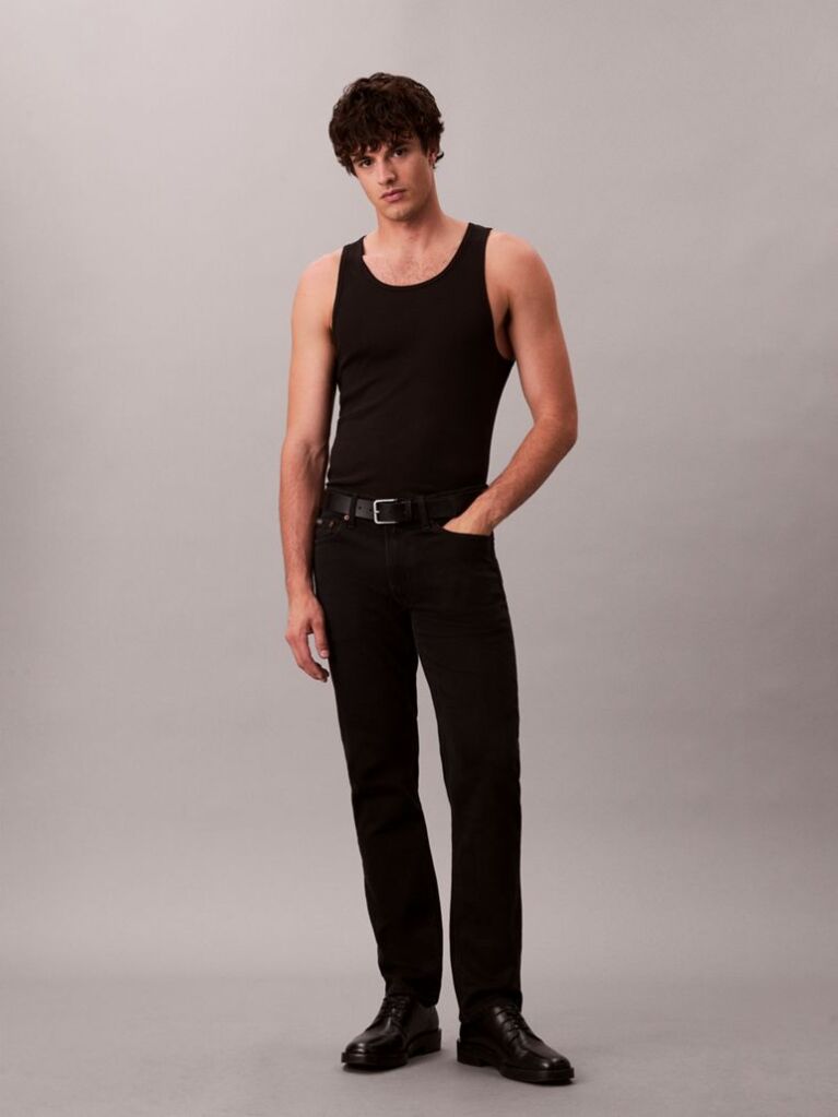 Black Slim Straight Jeans  Men