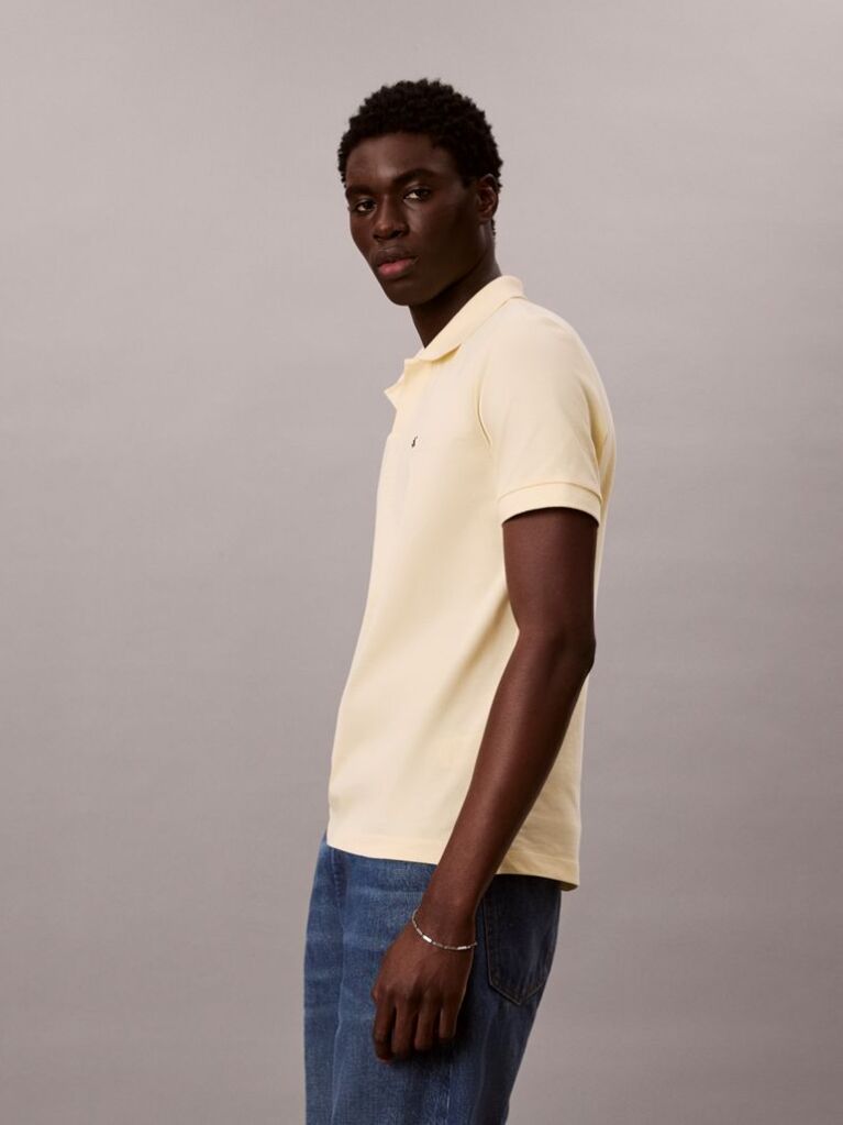 Yellow Cotton Piqué Open Collar Polo Shirt  Men