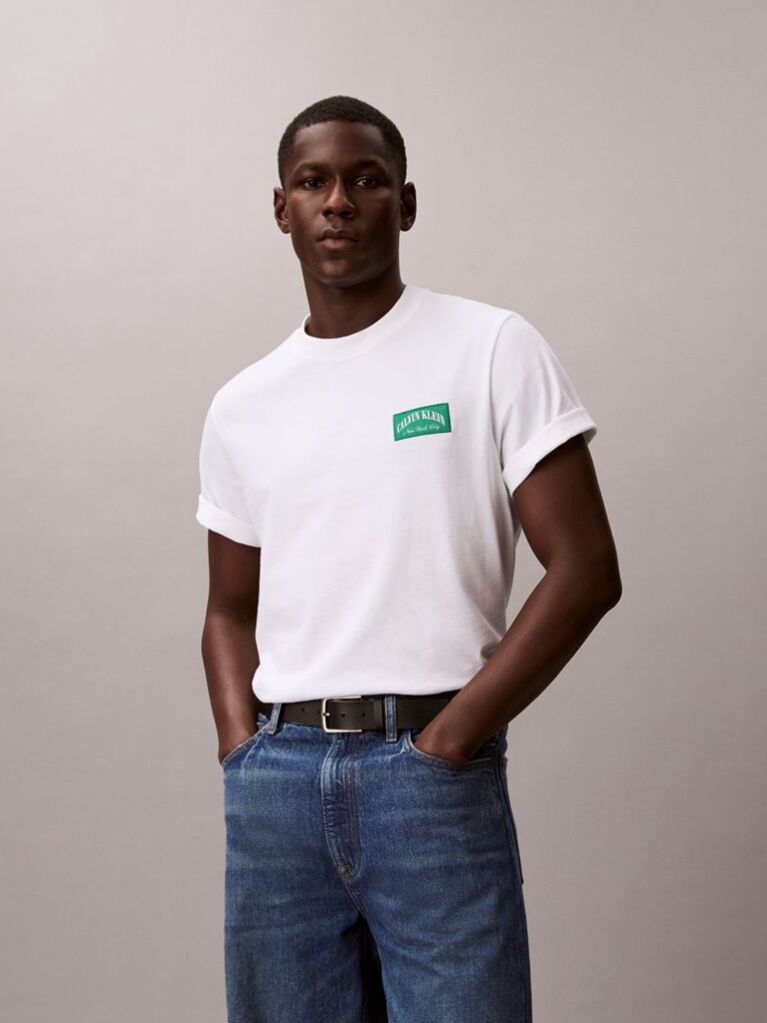 White Varsity Badge T-shirt  Men