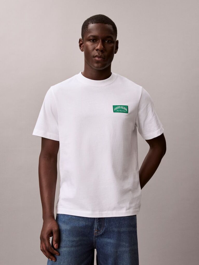 White Varsity Badge T-shirt  Men