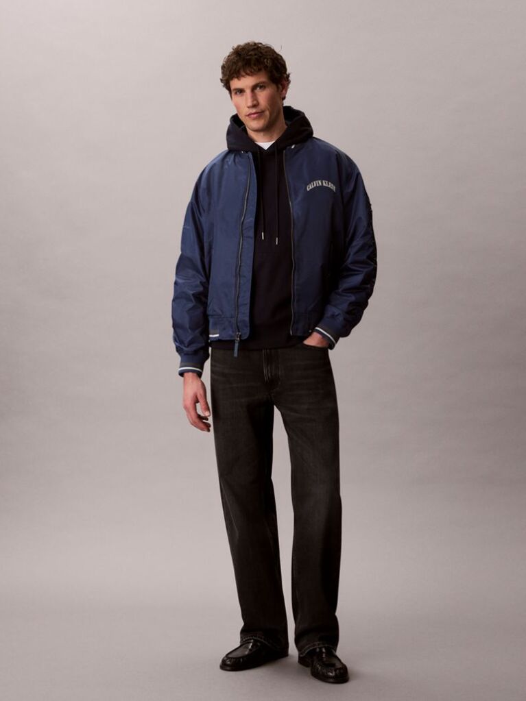 Blue Varsity Logo Bomber Jacket  Men