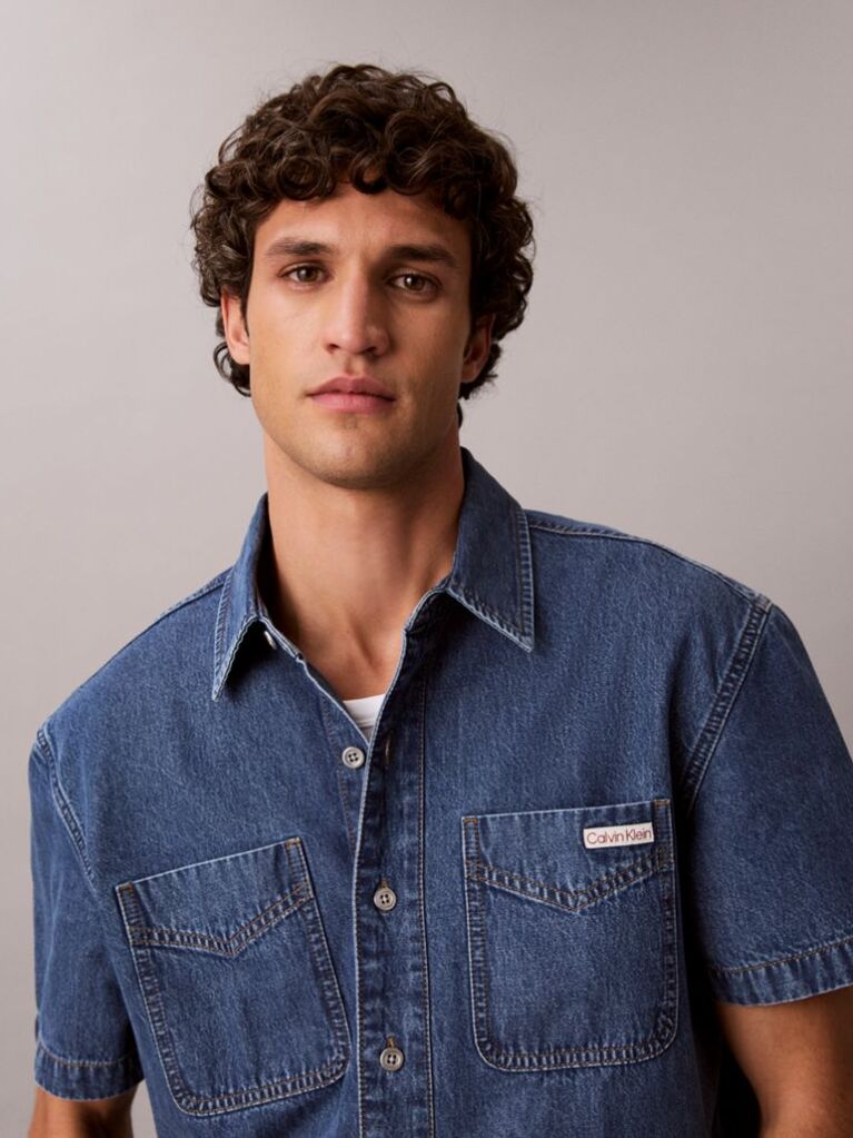 Denim Boxy Denim Short Sleeve Shirt  Men