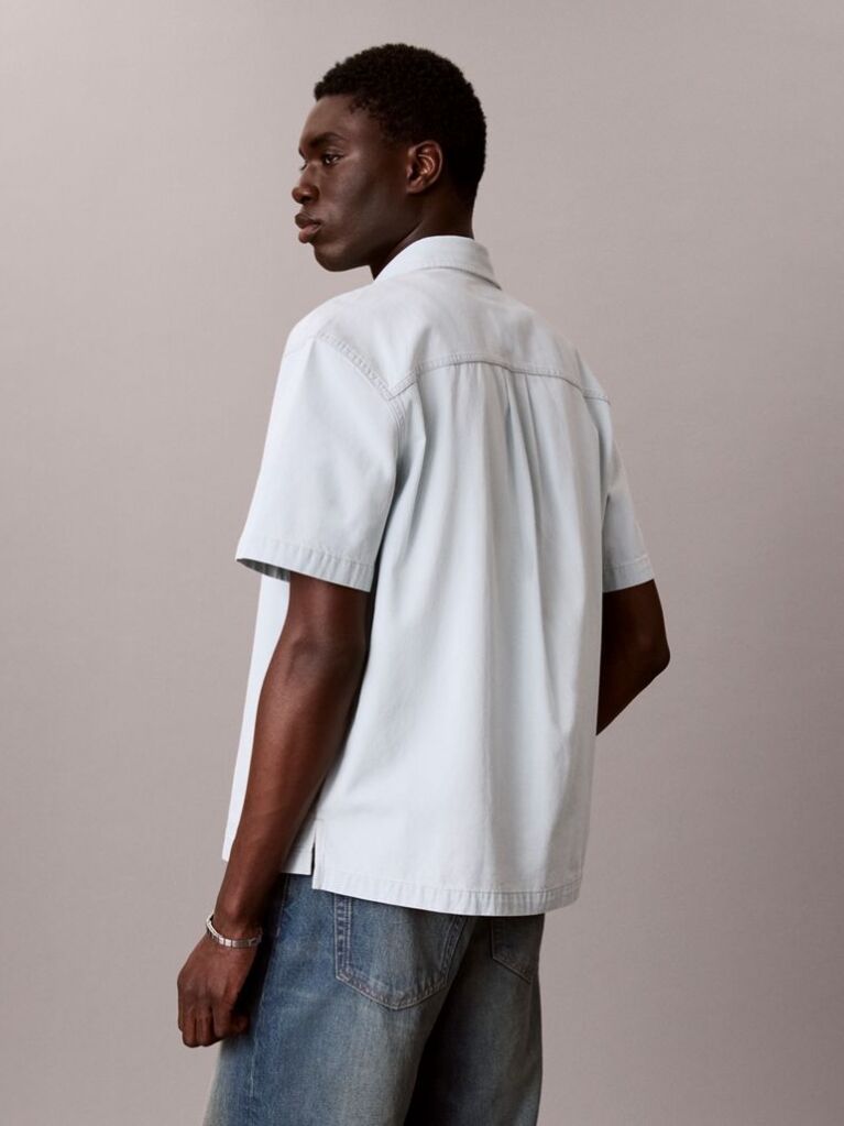 Denim Boxy Denim Short Sleeve Shirt  Men
