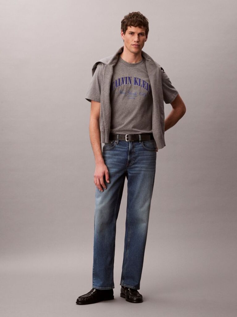 Grey Embroidered NYC Logo T-shirt  Men
