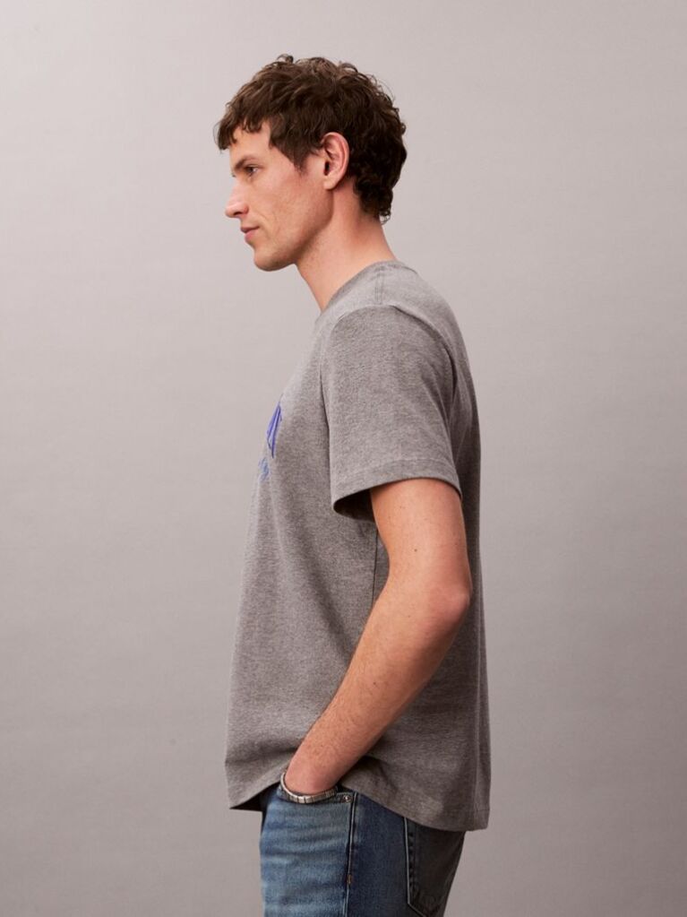 Grey Embroidered NYC Logo T-shirt  Men