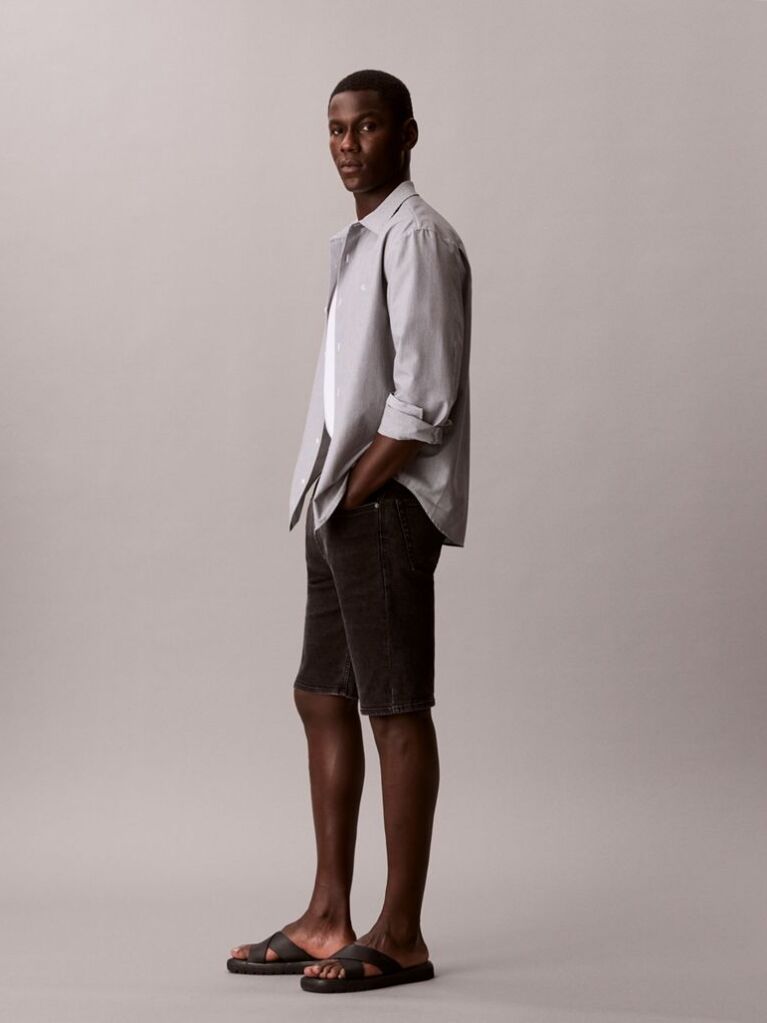 Black Slim Denim Shorts  Men