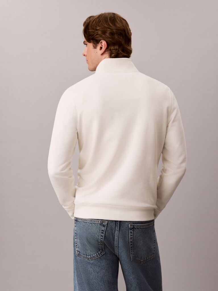 White Monologo Terry Quarter-Zip Sweatshirt  Men