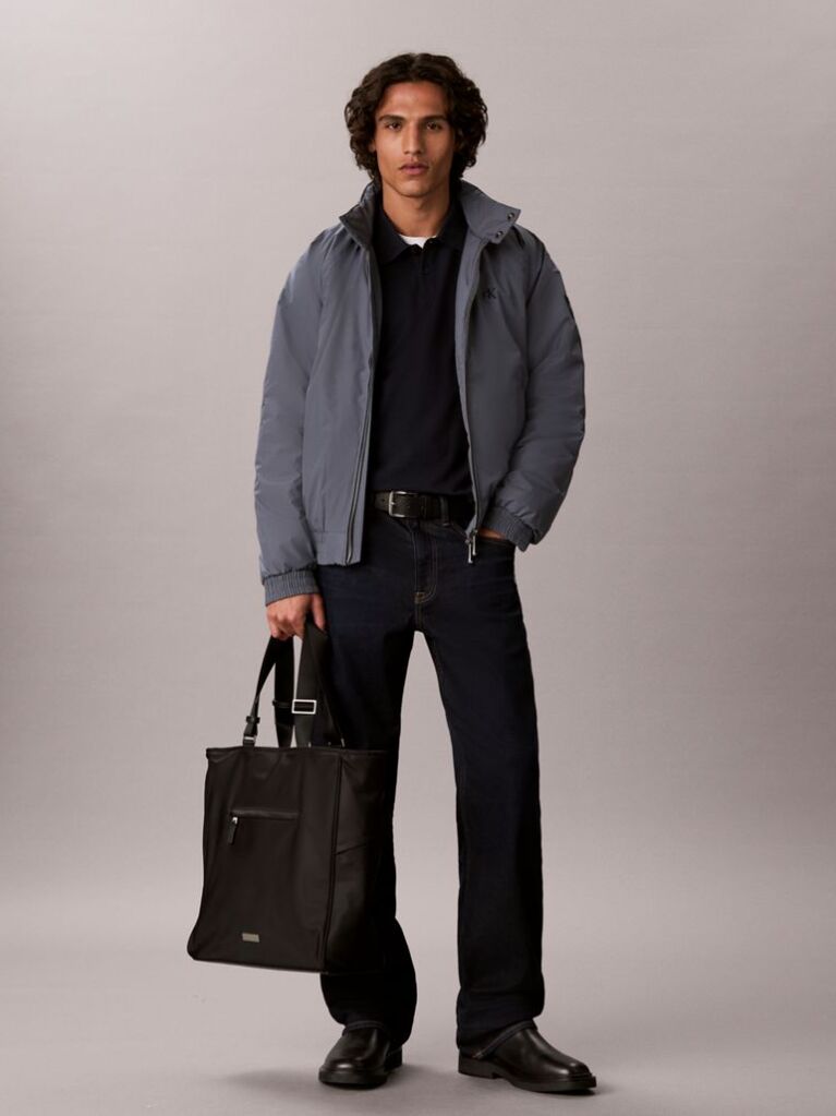 Blue Long Sleeve Monogram Polo Shirt  Men