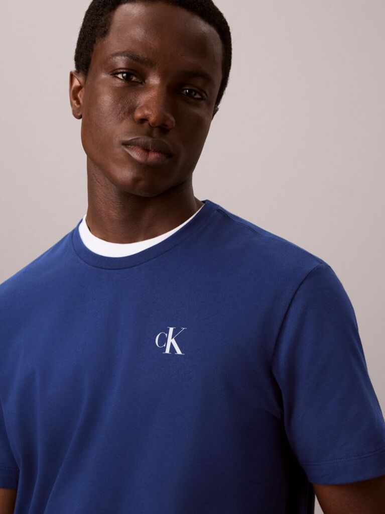 Blue Back Logo Graphic Crew Neck T-Shirt  Men
