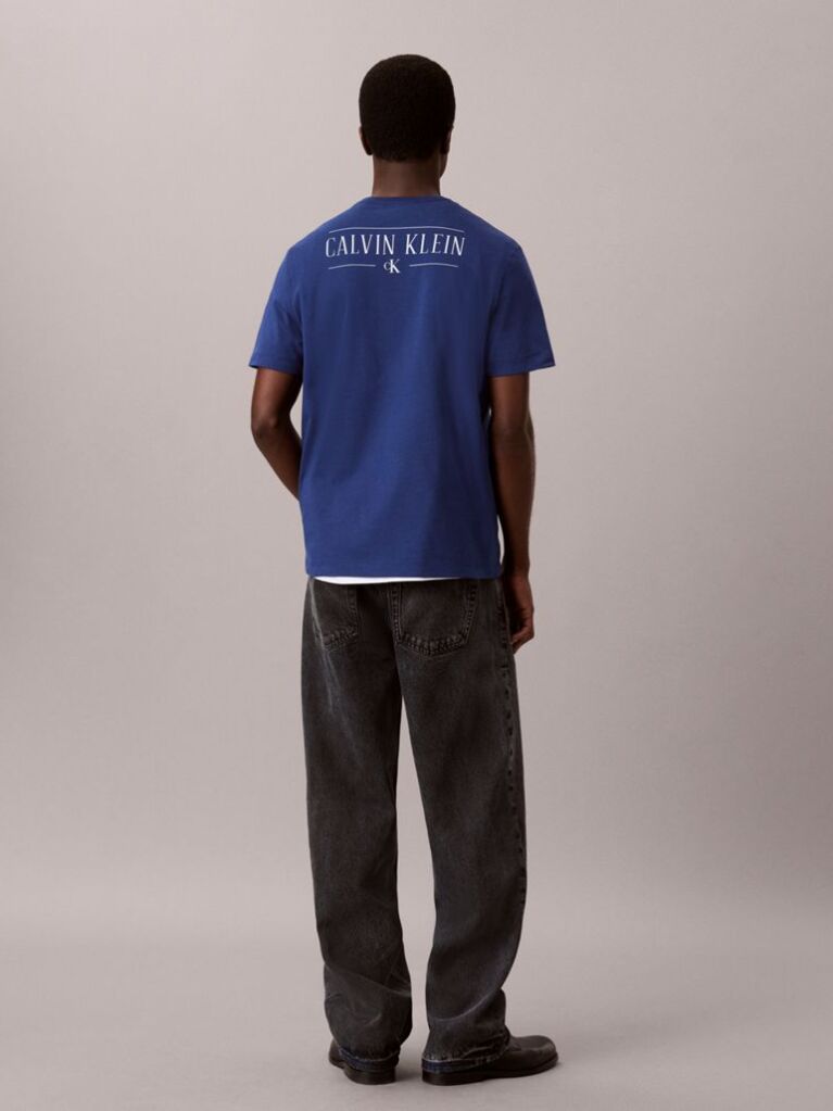 Blue Back Logo Graphic Crew Neck T-Shirt  Men