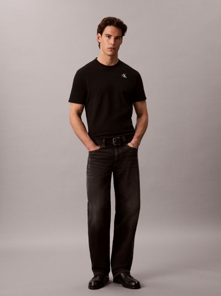 Black Back Logo Graphic Crew Neck T-Shirt  Men