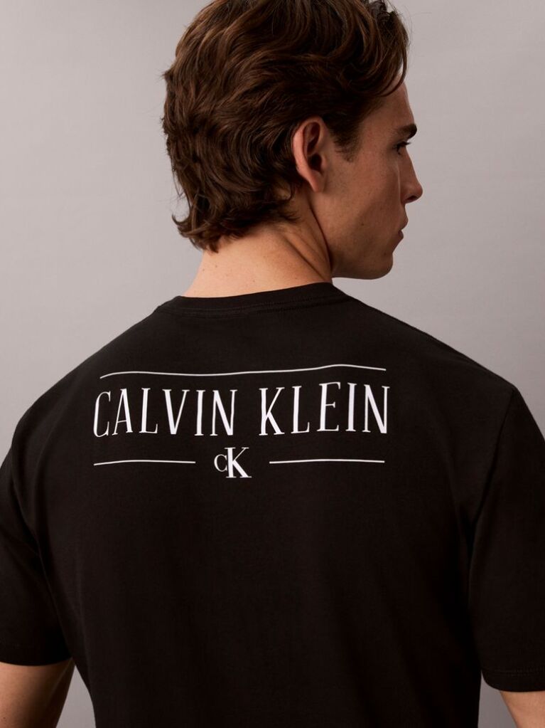 Black Back Logo Graphic Crew Neck T-Shirt  Men