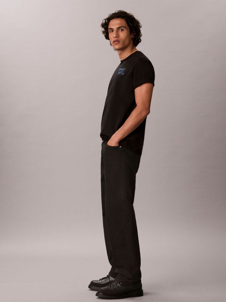 Black Script Logo Embroidery T-Shirt  Men