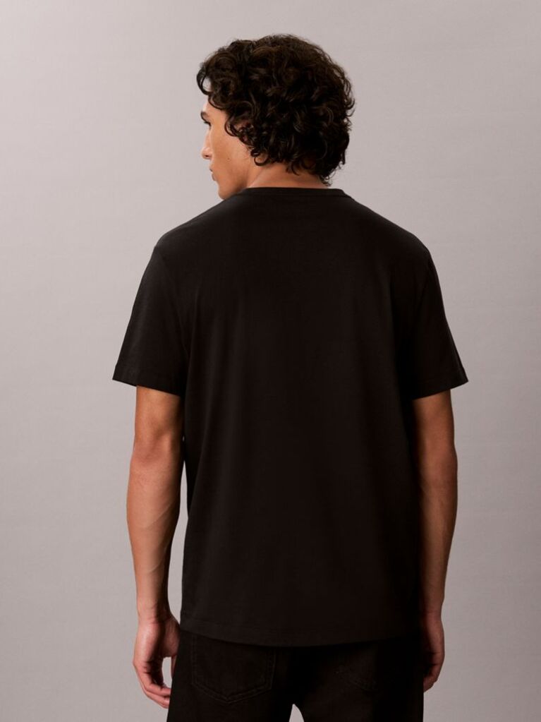 Black Script Logo Embroidery T-Shirt  Men