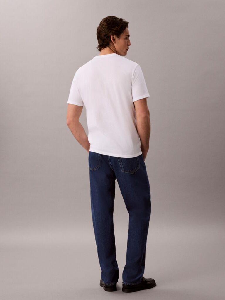 White Script Logo Embroidery T-Shirt  Men