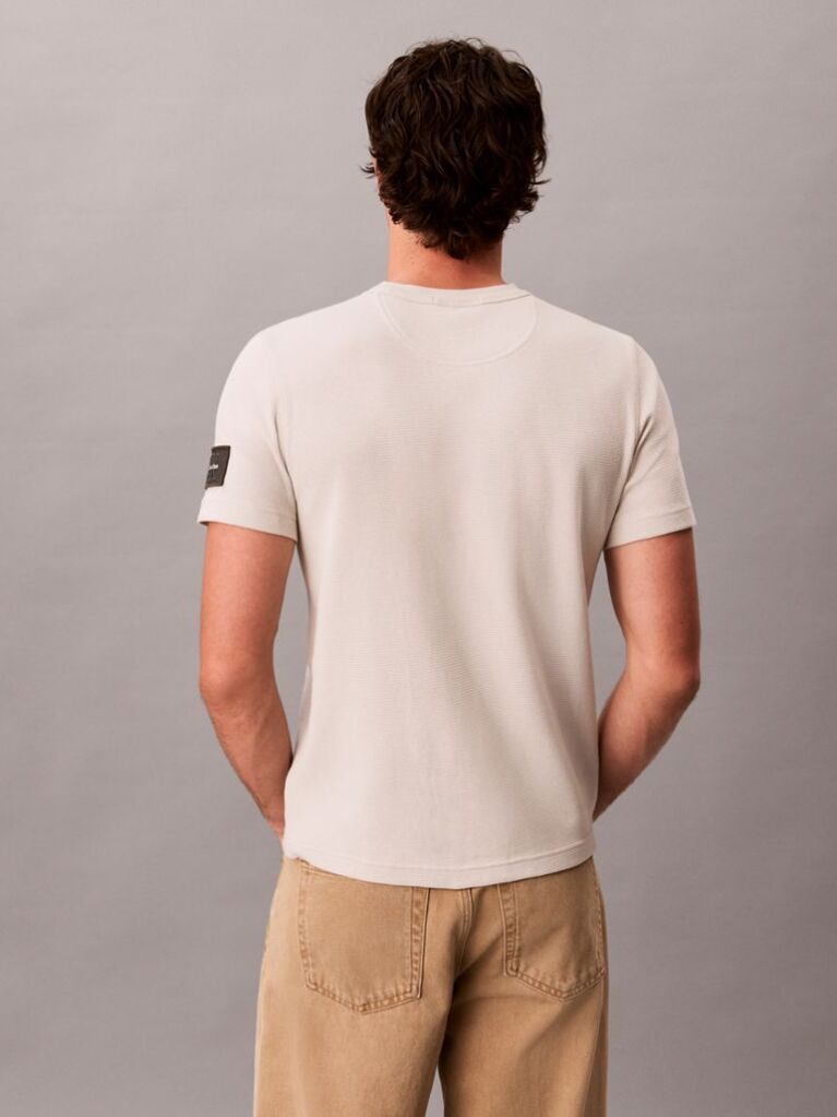 Beige Monologo Patch Classic Waffle Knit T-Shirt  Men