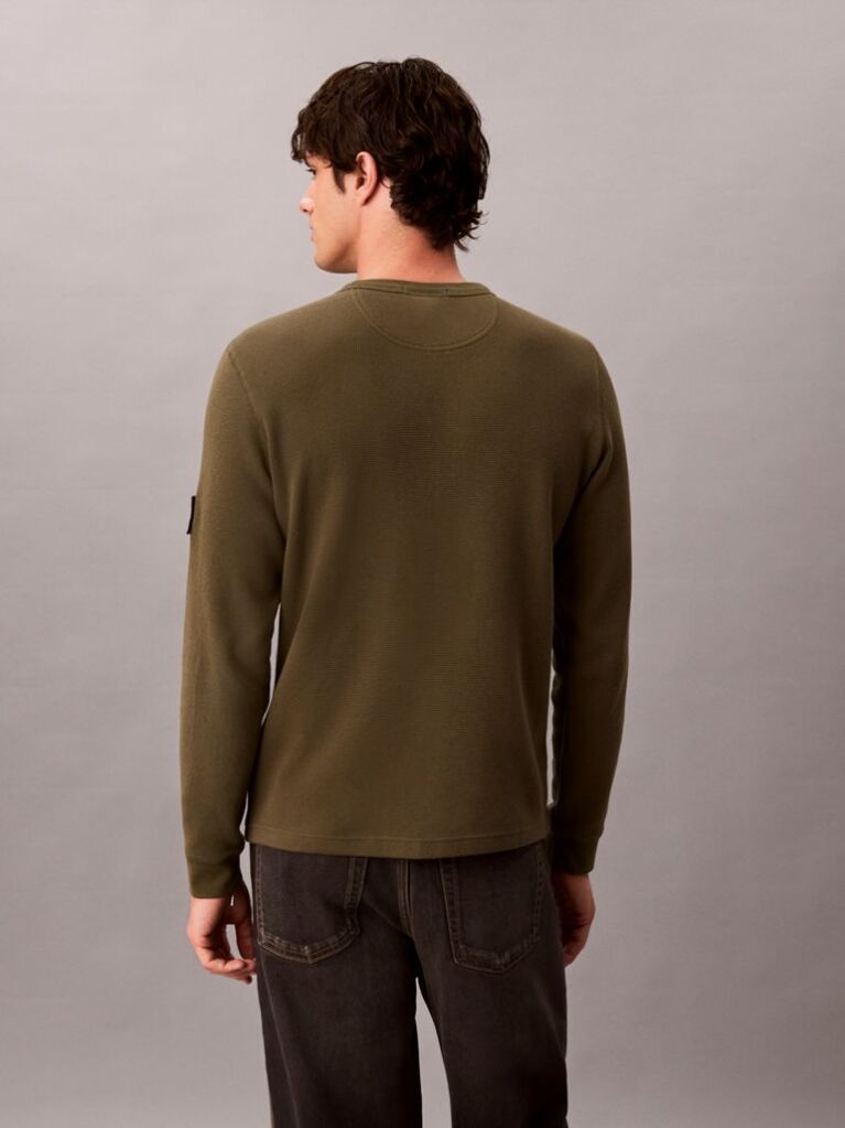 Green Waffle Monologo Long Sleeve T-Shirt  Men