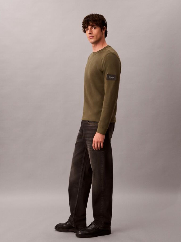 Green Waffle Monologo Long Sleeve T-Shirt  Men