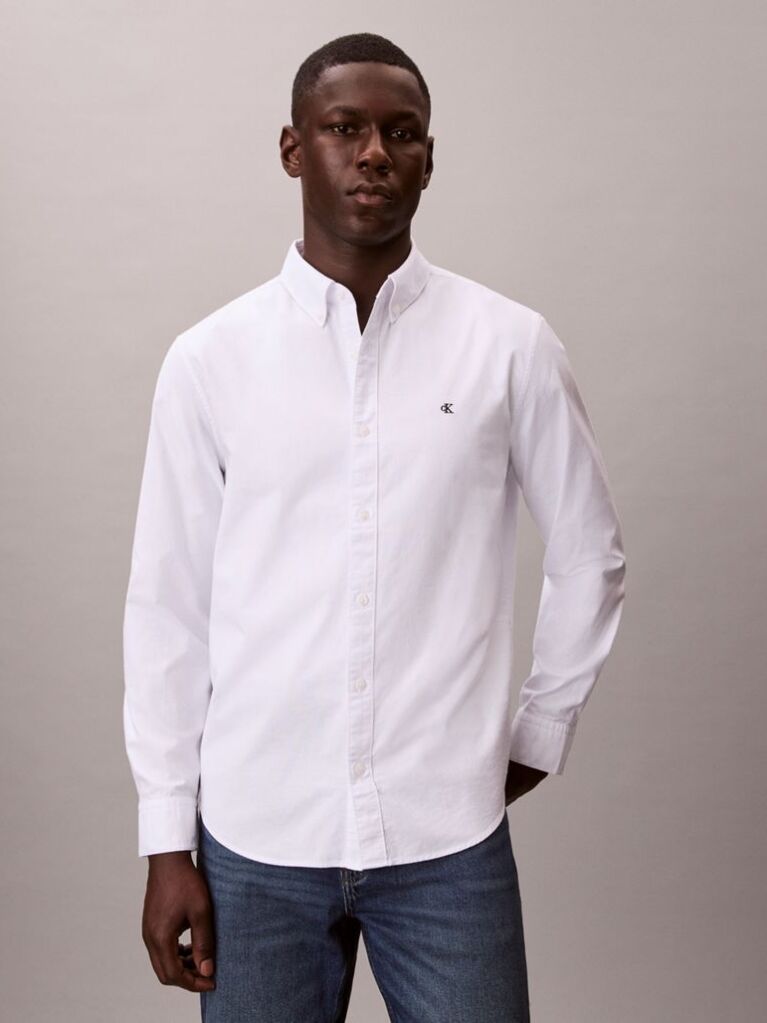 White Solid Classic Oxford Button-Down Shirt  Men