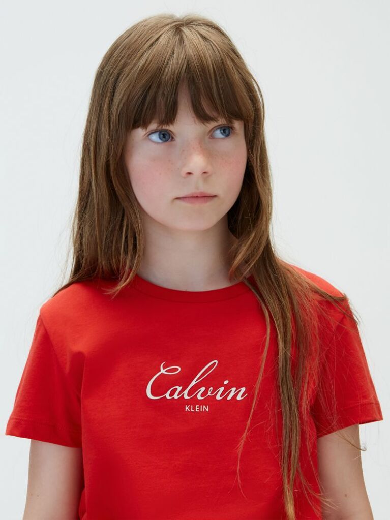 Red Script Logo T-Shirt  Girls