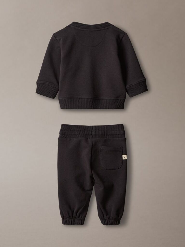 Black Monologo Sweatshirt And Joggers Set  Newborn