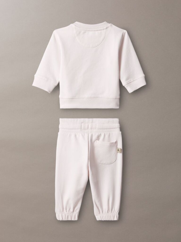 Pink Monologo Sweatshirt And Joggers Set  Newborn