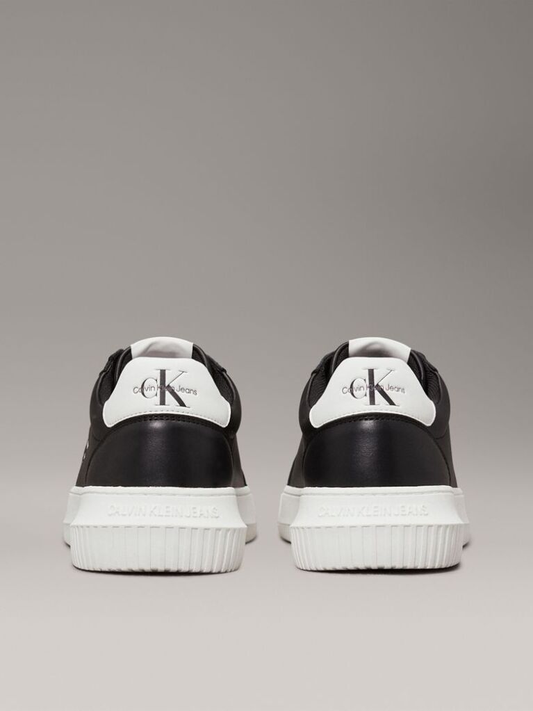 Black Leather Chunky Trainers  Men