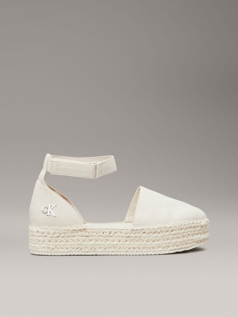 White Canvas Platform Espadrilles  Women