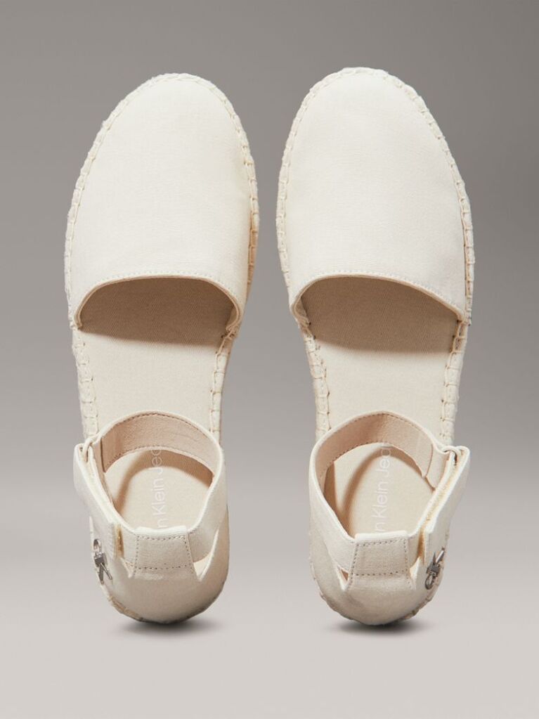White Canvas Platform Espadrilles  Women