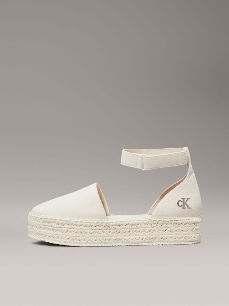 White Canvas Platform Espadrilles  Women