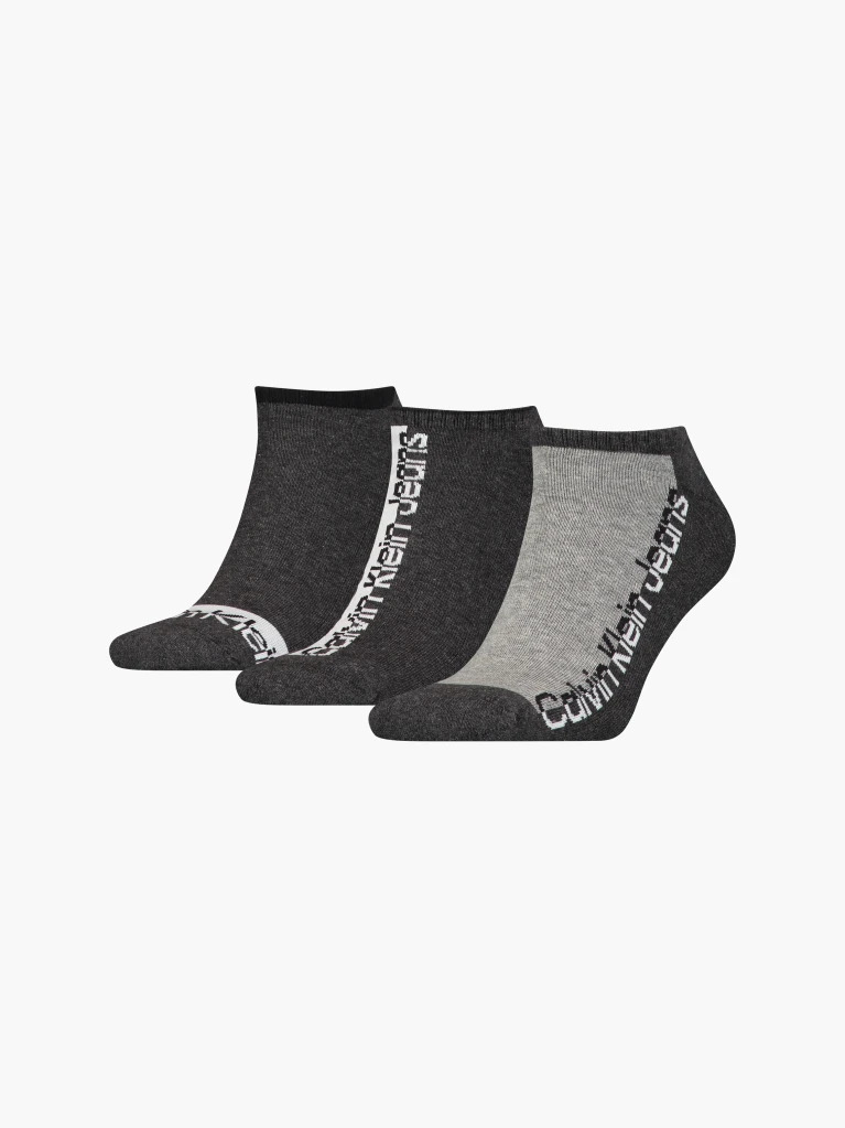 Grey 3 Pack Logo Ankle Socks  Men